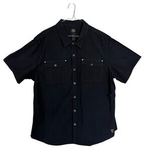 Harley Davidson Motorcycles Mens Black‎ Short Sleeve Button Up Shirt Size 2XL